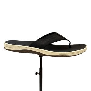 Sperry Men?s Havasu Perf Leather Thong Sandal Size 12 Black Comfort Casual Style